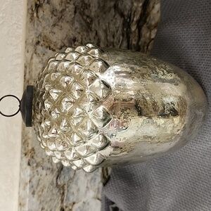 Pottery Barn Mercury Glass Krugel Christmas Acorn Ornament  8” x 5”